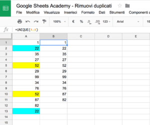 Rimuovi duplicati